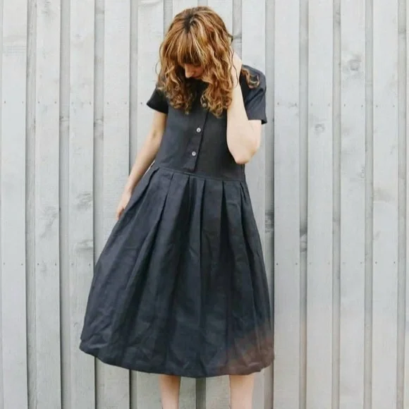 Linen Short sleeve Midi dress - Picture 5 of 5